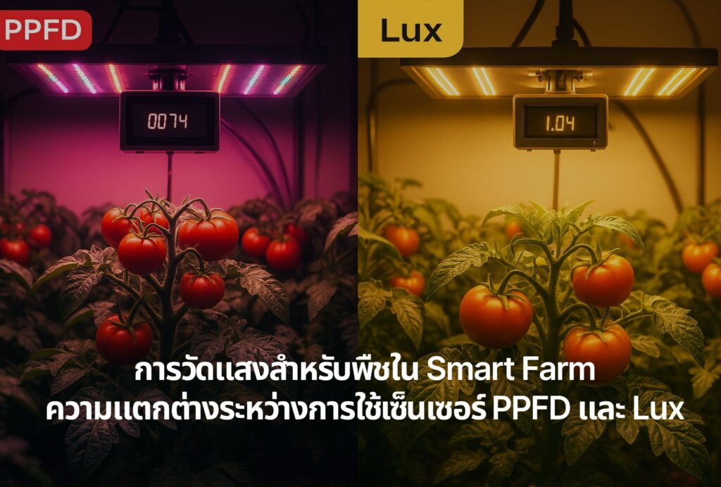 การวัดแสงสำหรับพืชใน Smart Farm: ความแตกต่างระหว่างการใช้เซ็นเซอร์ PPFD และ Lux